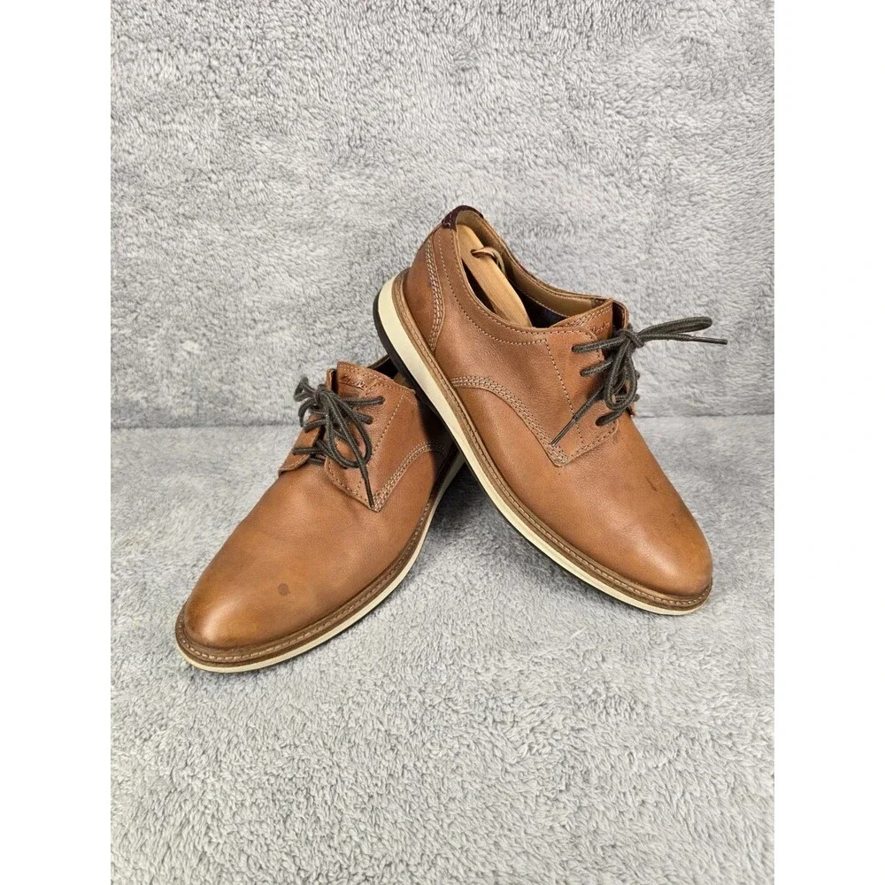 ​Clarks Atticus LT Lace Tan Leather Oxford Shoes Mens Size 9.5 M Casual Dress